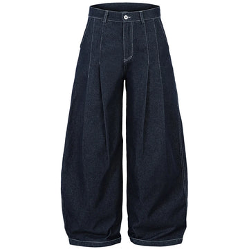 Pleated Baggy Denim Jeans